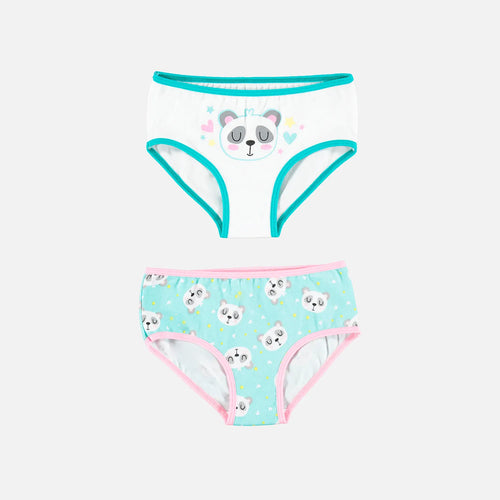 Card slide image -  PANTY PACK POR DOS DE NIÑA, PANTY, TURQUESA/BLANCA DE LITTLEMIC.