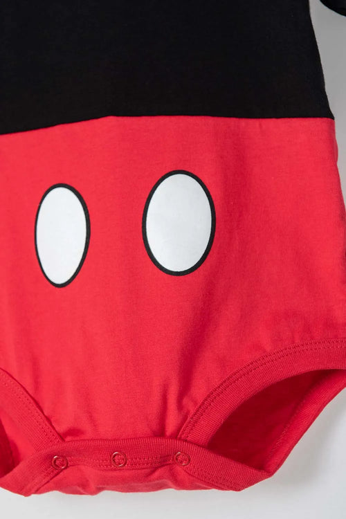 Card slide image -  BODY DE MICKEY MOUSE MANGA CORTA ROJO CON NEGRO PARA BEBÉ NIÑO