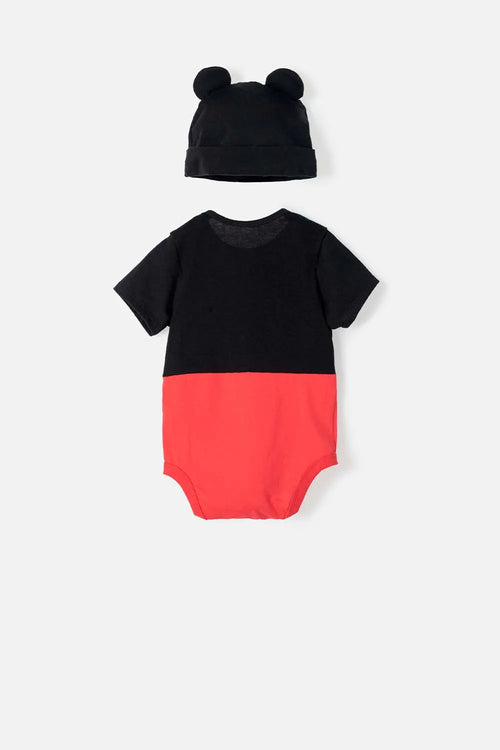 Card slide image -  BODY DE MICKEY MOUSE MANGA CORTA ROJO CON NEGRO PARA BEBÉ NIÑO