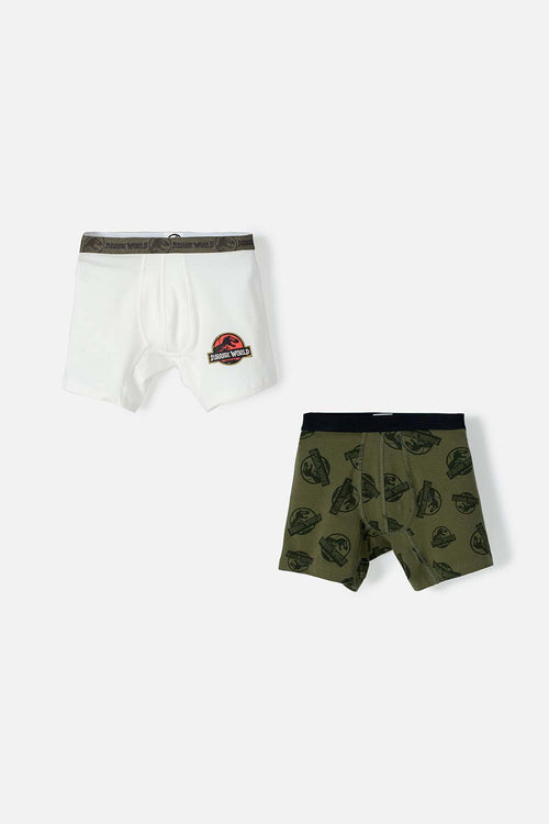 Card slide image -  PACK X2 BOXER DE JURASSIC WORLD MARFIL Y VERDE PARA NIÑO