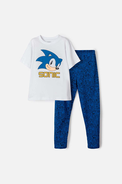 Card slide image -  PIJAMA DE SONIC CON PANTALÓN LARGO BLANCO Y AZUL PARA NIÑO