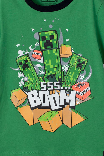 PIJAMA DE MINECRAFT GRIS Y VERDE DE PANTALÓN LARGO PARA NIÑO
