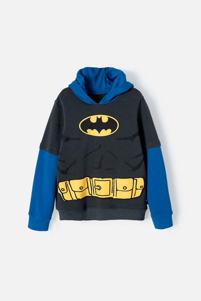 BUZO DE BATMAN CERRADO AZUL Y GRIS PARA NIÑO
