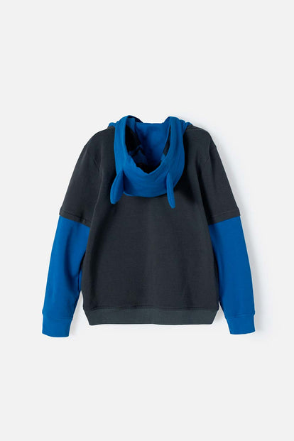 BUZO DE BATMAN CERRADO AZUL Y GRIS PARA NIÑO