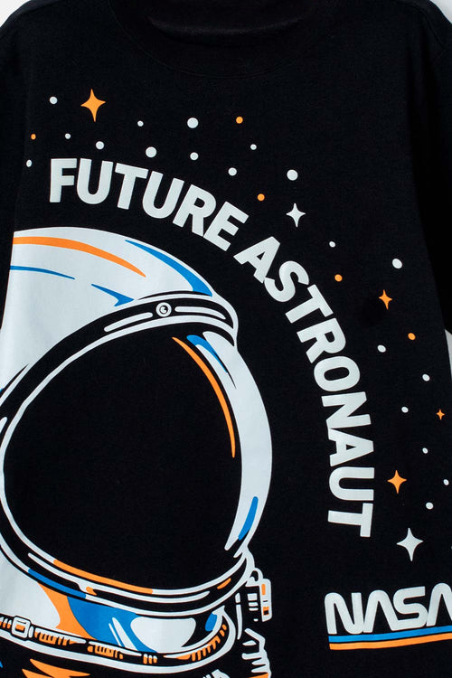Card slide image -  CAMISETA DE LA NASA NEGRA Y NARANJA MANGA LARGA PARA NIÑO