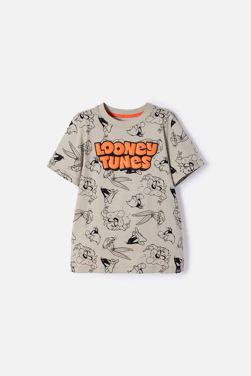 Card slide image -  CAMISETA DE LOONEY TUNES MANGA CORTA VERDE OLIVA PARA NIÑO