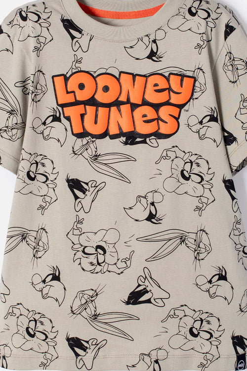 Card slide image -  CAMISETA DE LOONEY TUNES MANGA CORTA VERDE OLIVA PARA NIÑO