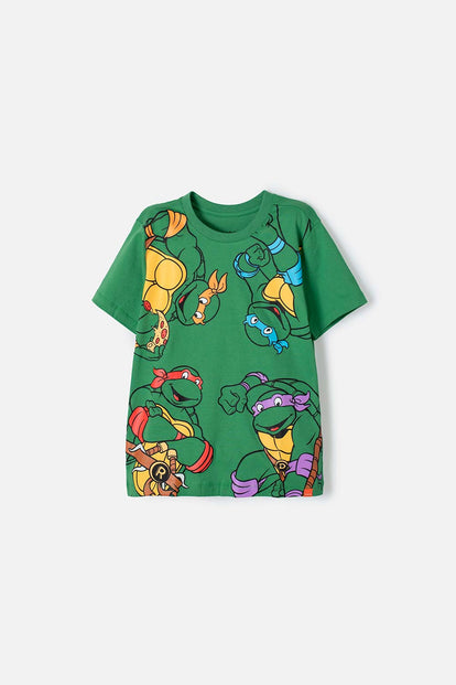CAMISETA DE LAS TORTUGAS NINJA MANGA CORTA VERDE PARA NIÑO