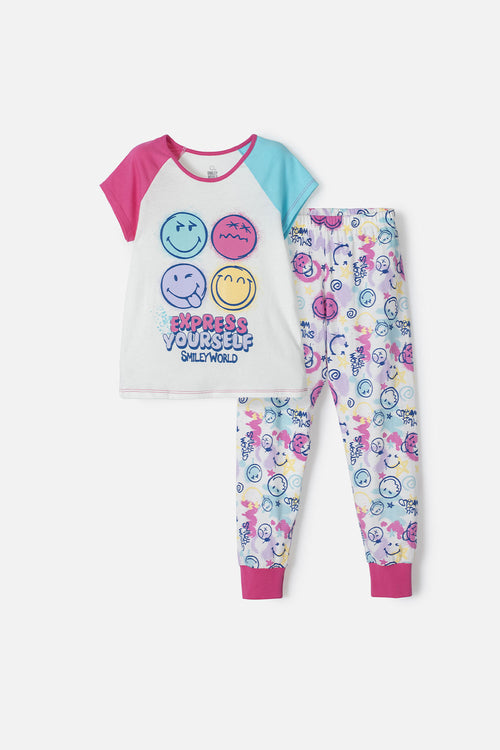 Card slide image -  PIJAMA DE SMILEY WORLD CON PANTALÓN MULTICOLOR PARA NIÑA