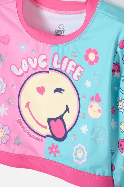 CONJUNTO DE BAÑO DE SMILEY MULTICOLOR PARA NIÑA