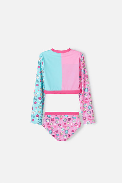 CONJUNTO DE BAÑO DE SMILEY MULTICOLOR PARA NIÑA
