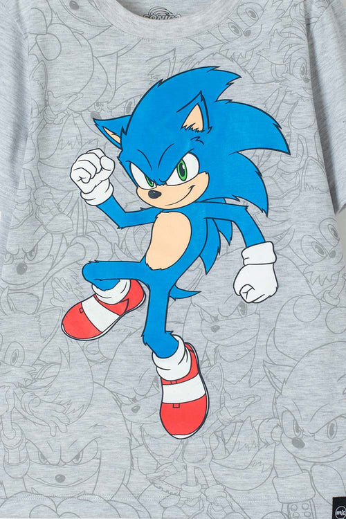 Card slide image -  CAMISETA DE SONIC MANGA CORTA GRIS PARA NIÑO