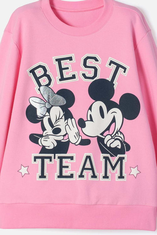 Card slide image -  BUZO DE MINNIE MOUSE ROSADO DE DISEÑO CERRADO PARA NIÑA