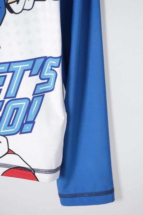 Card slide image -  CONJUNTO DE BAÑO SONIC MANGA LARGA AZUL Y BLANCO PARA NIÑO