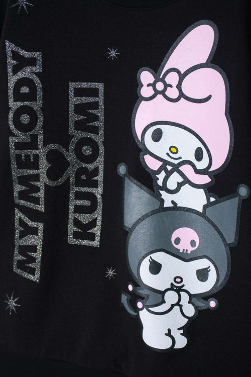 Card slide image -  BUZO DE MY MELODY & KUROMI NEGRO DE DISEÑO CERRADO PARA NIÑA