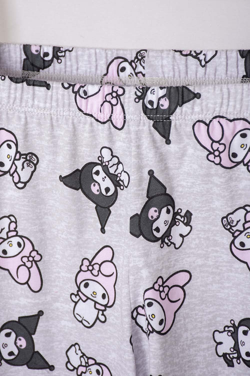 Card slide image -  PIJAMA DE MY MELODY & KUROMI GRIS Y BLANCO PARA NIÑA