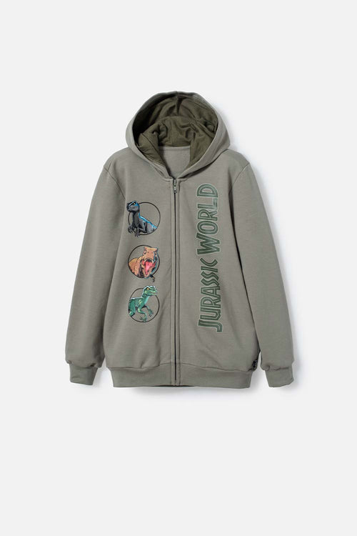 Card slide image -  BUZO DE JURASSIC WORLD VERDE CON CAPUCHA PARA NIÑO