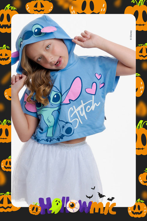 Card slide image -  CAMISETA DE STITCH CON CAPUCHA AZUL PARA NIÑA