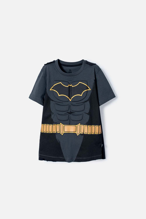Card slide image -  CAMISETA DE BATMAN CON CAPA GRIS Y NEGRO PARA NIÑO