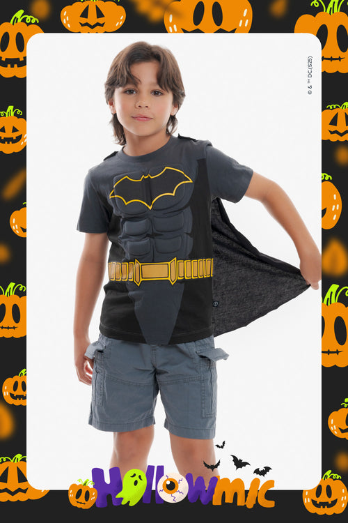 Card slide image -  CAMISETA DE BATMAN CON CAPA GRIS Y NEGRO PARA NIÑO