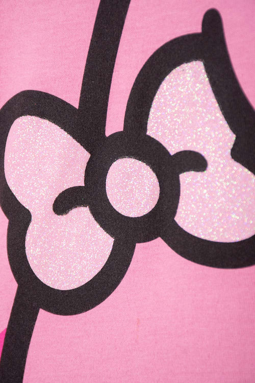 Card slide image -  CAMISETA DE MY MELODY & KUROMI ROSADA CON ESTAMPADO EN FRENTE PARA NIÑA