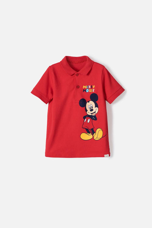 Card slide image -  CAMISETA TIPO POLO DE MICKEY MOUSE ROJA PARA NIÑO 2T A 5T