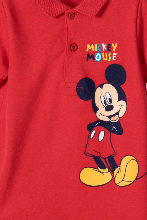 Card slide image -  CAMISETA TIPO POLO DE MICKEY MOUSE ROJA PARA NIÑO 2T A 5T