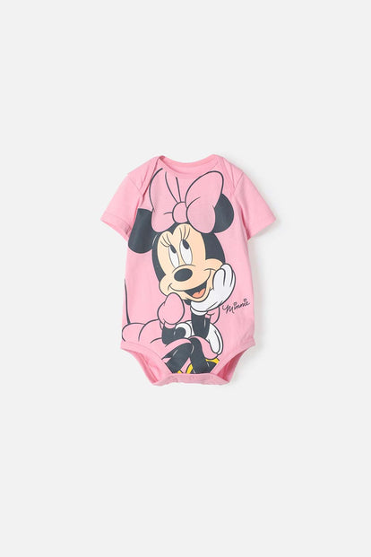BODY DE MINNIE MOUSE MANGA CORTA ROSADO PARA BEBÉ NIÑA