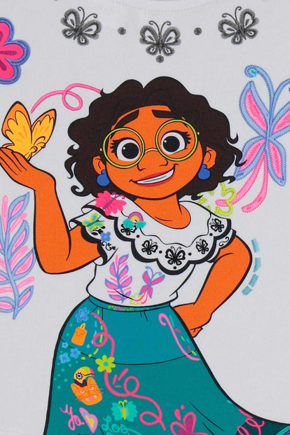 CONJUNTO DE ENCANTO DE FALDA BLANCO Y VERDE PARA NIÑA 2T A 5T