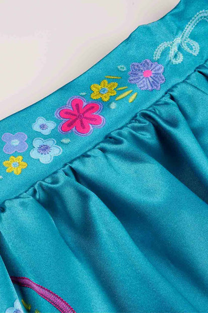 CONJUNTO DE ENCANTO DE FALDA BLANCO Y VERDE PARA NIÑA 2T A 5T