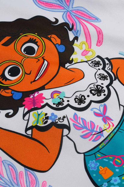 CONJUNTO DE ENCANTO DE FALDA BLANCO Y VERDE PARA NIÑA 2T A 5T