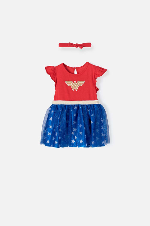 Card slide image -  VESTIDO DE WONDER WOMAN CON TUTÚ ROJO  PARA BEBÉ NIÑA