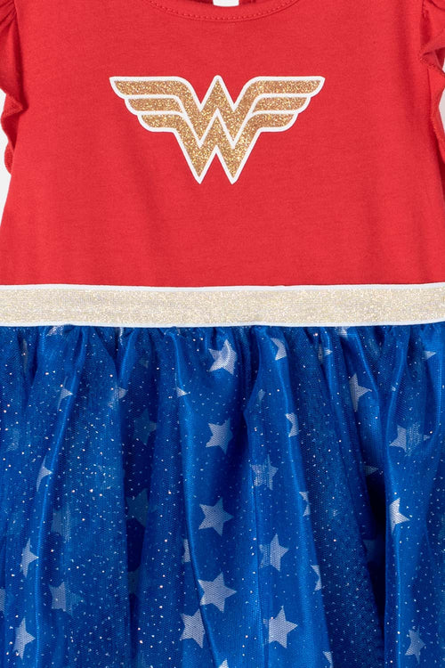 Card slide image -  VESTIDO DE WONDER WOMAN CON TUTÚ ROJO  PARA BEBÉ NIÑA