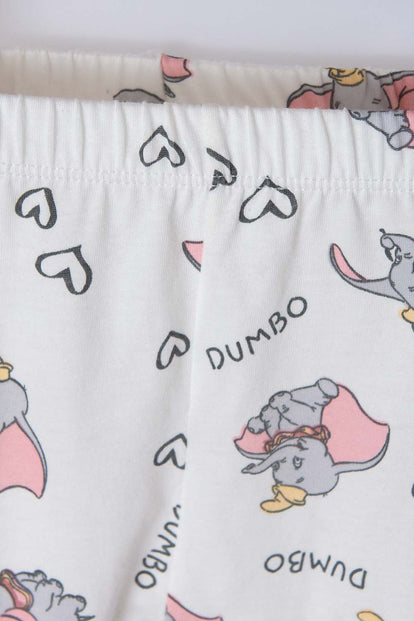 PIJAMA DE DUMBO CON PANTALÓN LARGO MARFIL PARA BEBÉ NIÑA