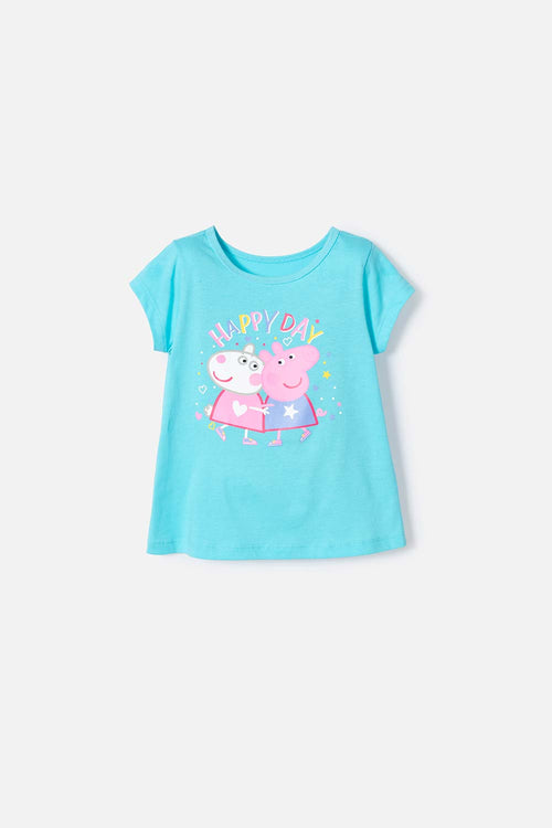 Card slide image -  CAMISETA DE PEPPA PIG MANGA CORTA AZUL PARA NIÑA 2T A 5T