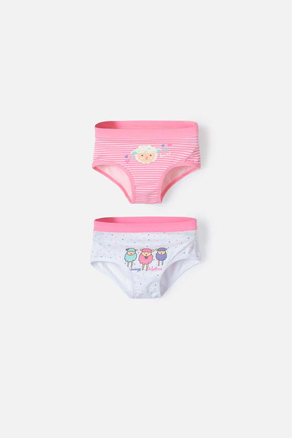 PACK X2 PANTIES LITTLEMIC BLANCO Y ROSADO PARA NIÑA DE 2T A 5T