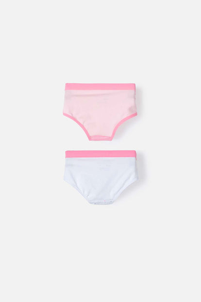 PACK X2 PANTIES LITTLEMIC BLANCO Y ROSADO PARA NIÑA DE 2T A 5T