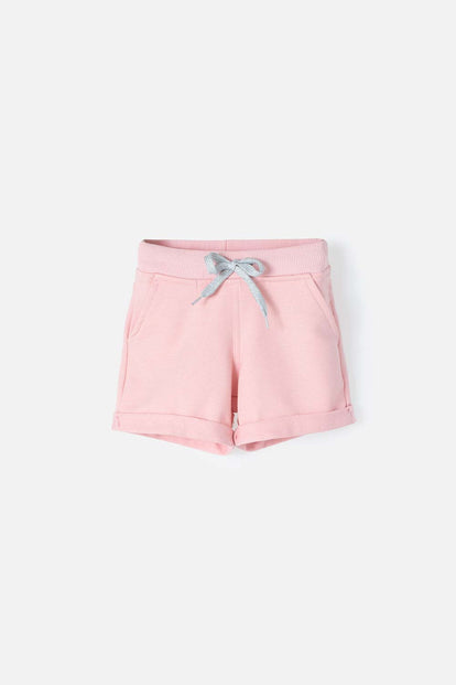 SHORT LITTLEMIC CON AMARRE DELANTERO ROSADO PARA NIÑA 2T A 5T
