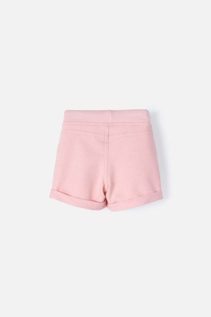 SHORT LITTLEMIC CON AMARRE DELANTERO ROSADO PARA NIÑA 2T A 5T