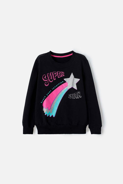 BUZO MIC ESTAMPADO NEGRO PARA NIÑA