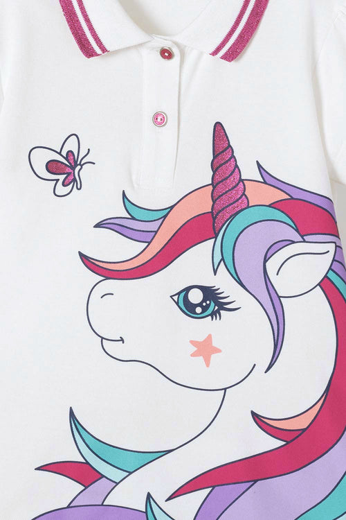 Card slide image -  CAMISETA TIPO POLO MIC MARFIL CON BOTONES PARA NIÑA