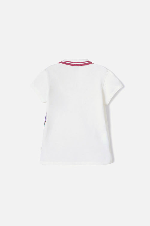 Card slide image -  CAMISETA TIPO POLO MIC MARFIL CON BOTONES PARA NIÑA