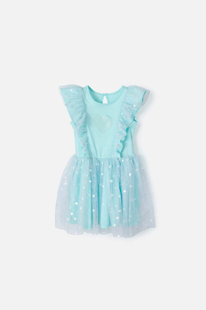 VESTIDO DE LITTLEMIC CON TULL AZUL PARA NIÑA 2T A 5T