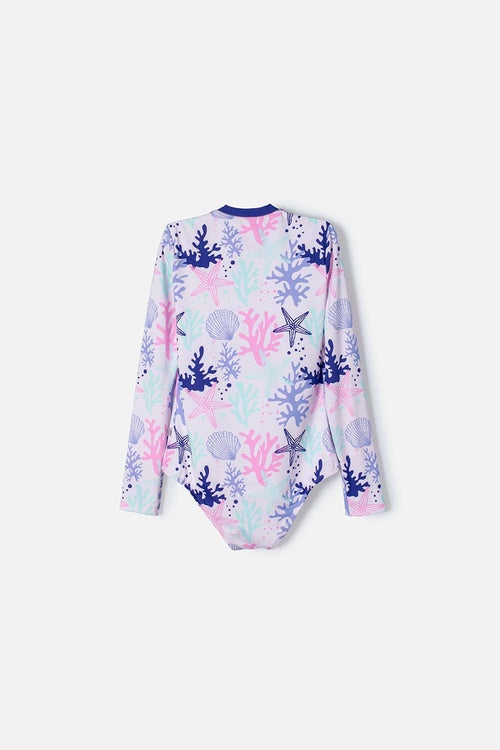 Card slide image -  VESTIDO DE BAÑO MIC MANGA LARGA MORADO PARA NIÑA