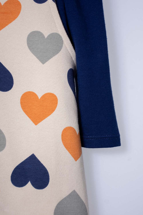 Card slide image -  VESTIDO LITTLEMIC TIPO JARDINERA AZUL Y CAQUI PARA BEBÉ NIÑA