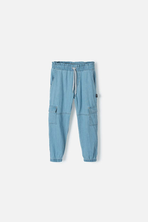 Card slide image -  JOGGER LITTLEMIC CON CORDÓN AZUL CLARO PARA NIÑA 2T A 5T