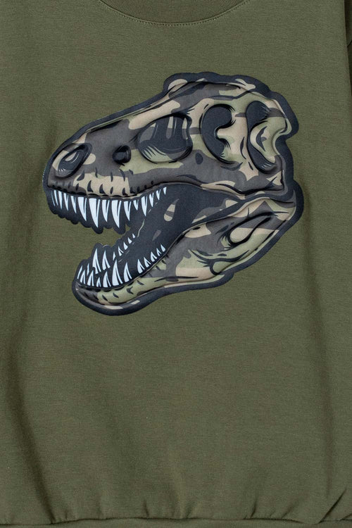 Card slide image -  BUZO DE MIC CUELLO REDONDO CERRADO VERDE MILITAR PARA NIÑO