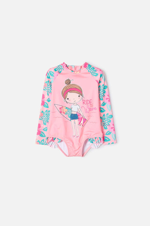 Card slide image -  VESTIDO DE BAÑO LITTLEMIC MANGA LARGA MULTICOLOR PARA NIÑA 2T A 5T