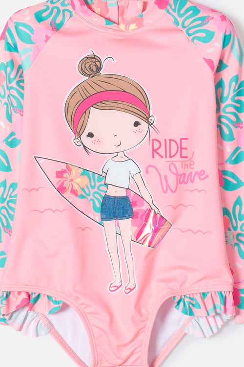 Card slide image -  VESTIDO DE BAÑO LITTLEMIC MANGA LARGA MULTICOLOR PARA NIÑA 2T A 5T