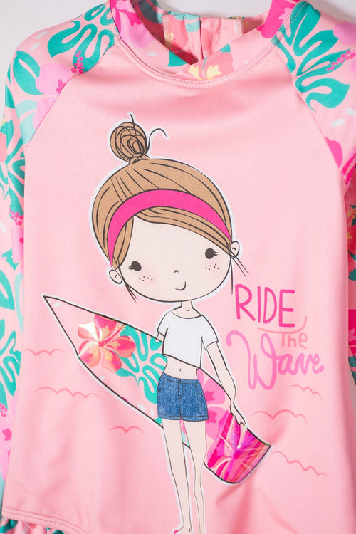 Card slide image -  VESTIDO DE BAÑO LITTLEMIC MANGA LARGA MULTICOLOR PARA NIÑA 2T A 5T